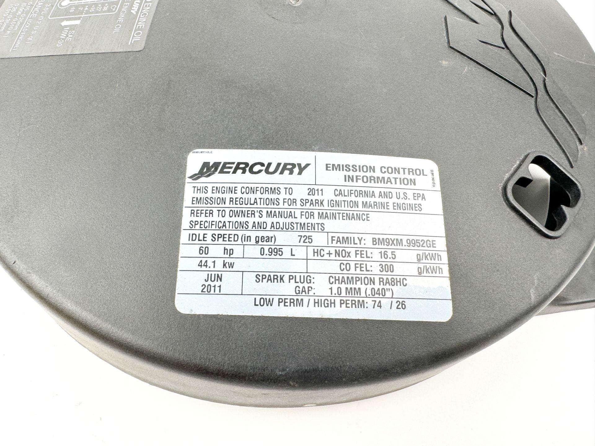 2011 Mercury 60 HP 4 Stroke Outboard Flywheel Cover 859284T2 OEM