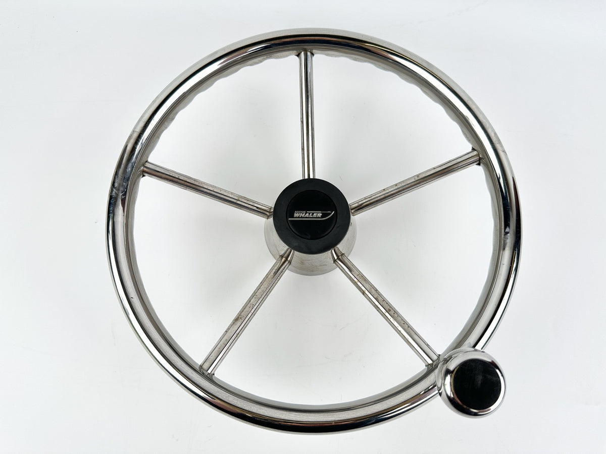 Boston Whaler Stainless Steel Steering Wheel W/ Turning Knob 13" 5 Spoke