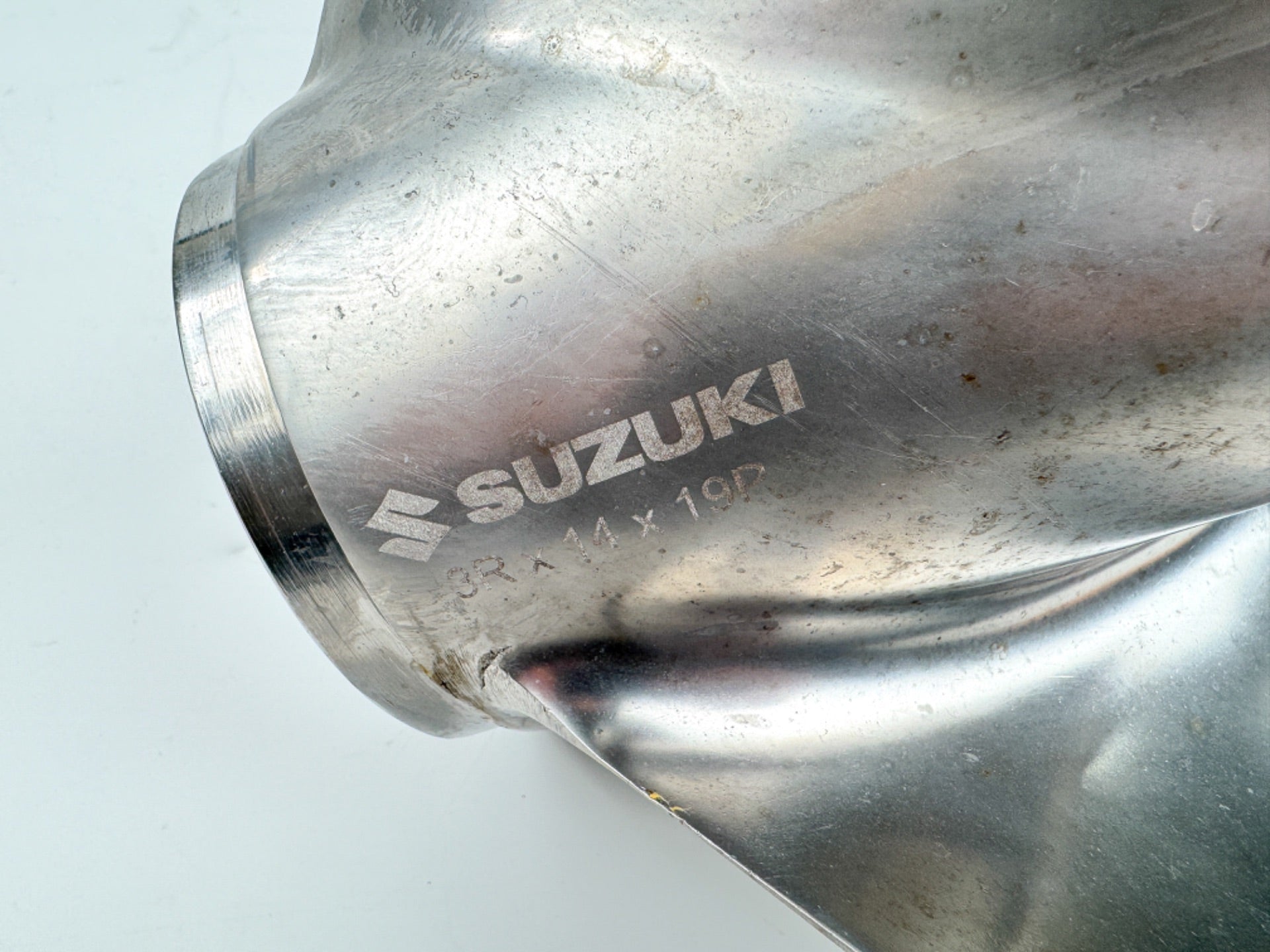 Suzuki Stainless Steel Prop 3 Blade 3R x 14" x 19P - Needs Repair