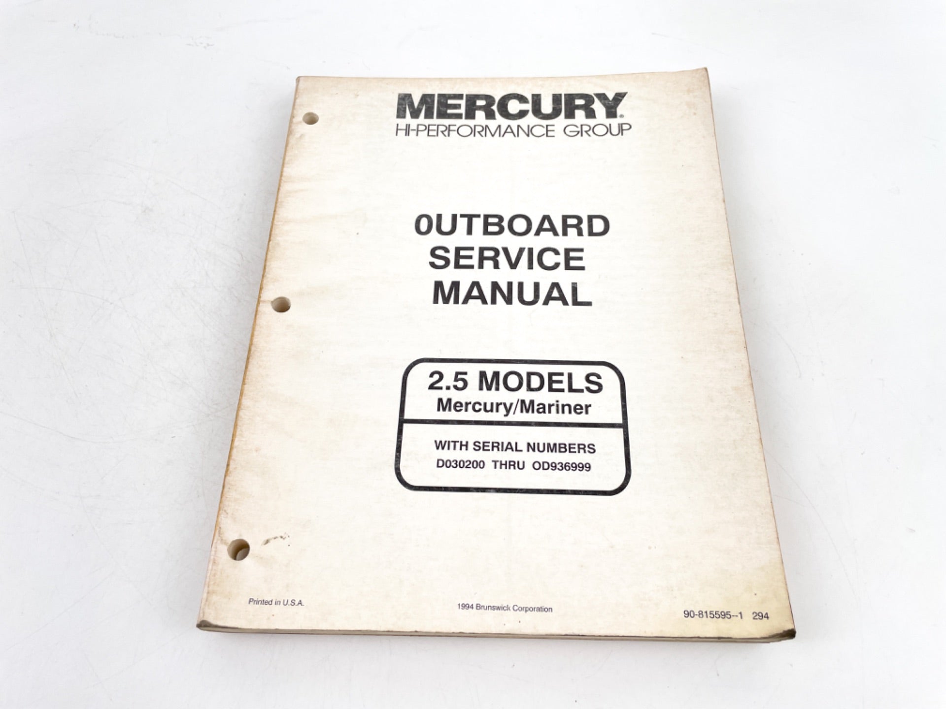 1994 Mercury/Mariner Outboard 2.5 Models Service Manual 90-815595--1