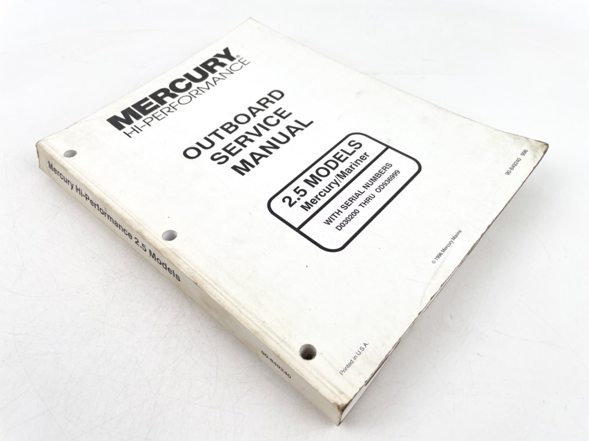 Mercury Hi-Performance Outboard Service Manual 2.5 Models 90-849240