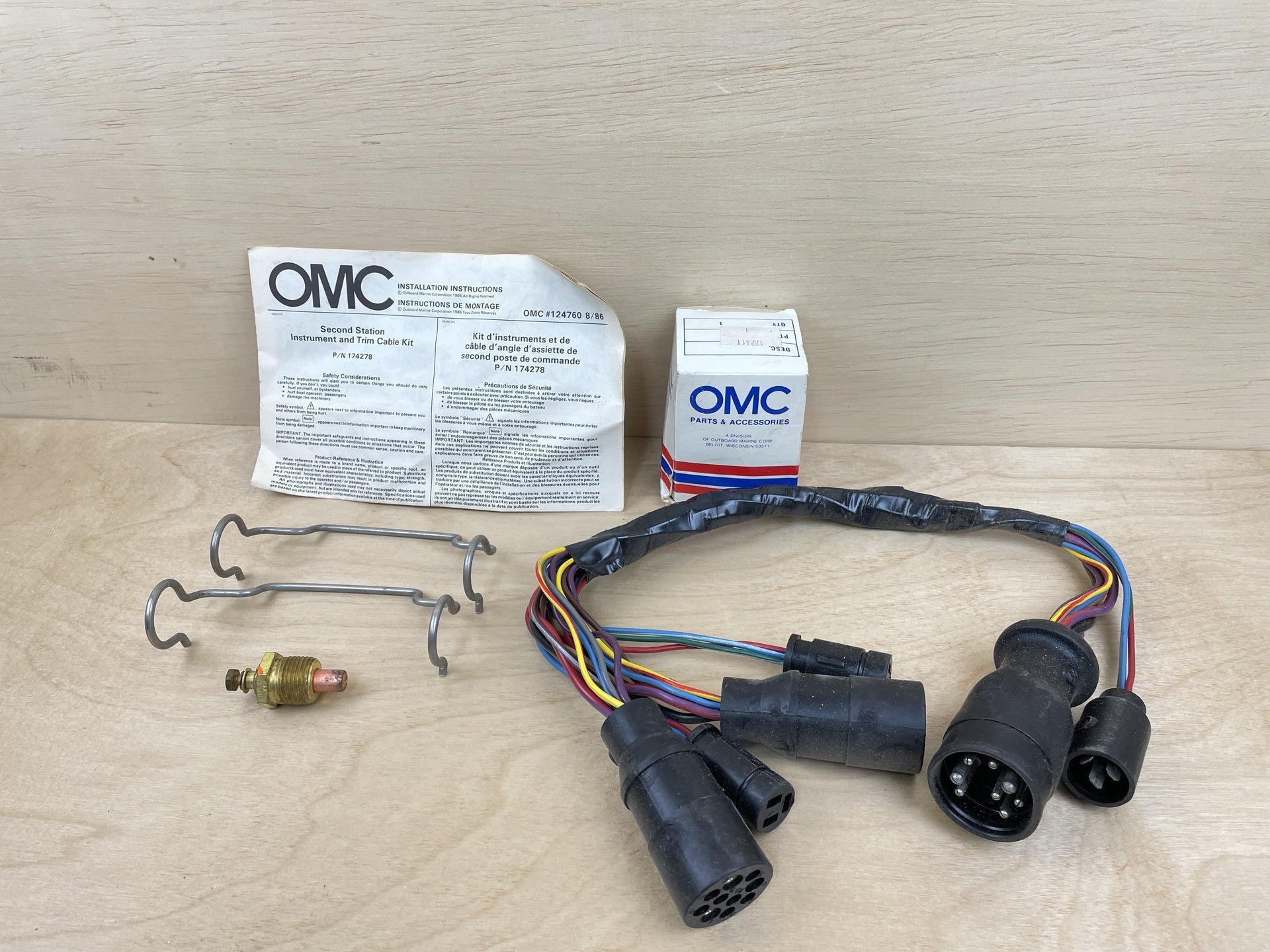 Johnson OMC Evinrude Second Station Instruement And Trim Cable Kit 174278 New