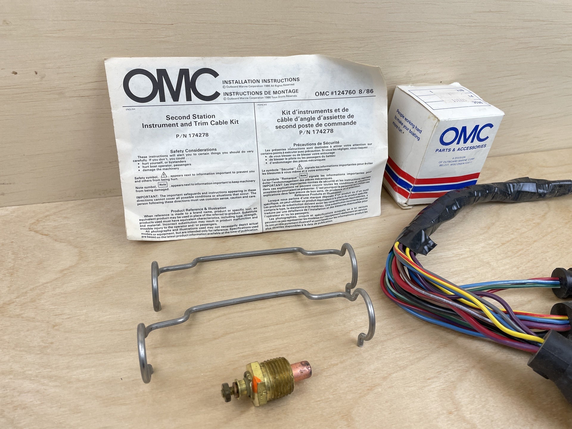 Johnson OMC Evinrude Second Station Instruement And Trim Cable Kit 174278 New